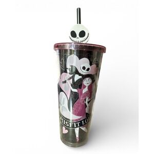 Disney Nightmare‎ Before Christmas 24 oz Tumbler w/ Lid Jack & Sally Misfit Love